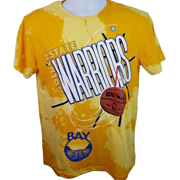 Official new NBA Golden State Warriors Basketball Yellow TieDye Tshirt Size XS - Picture 1 of 6